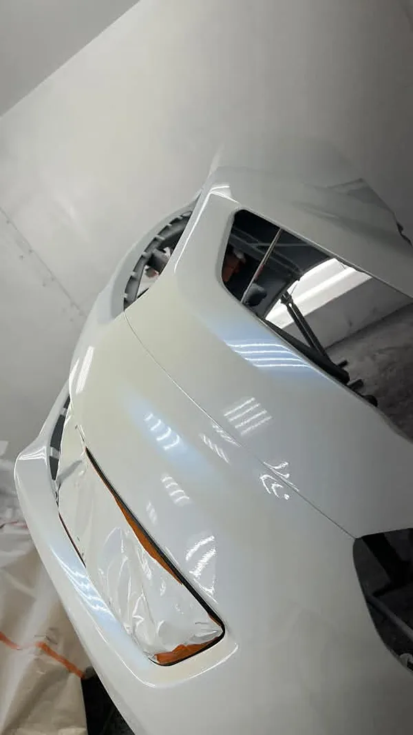 Fresh paint on a rear bumper